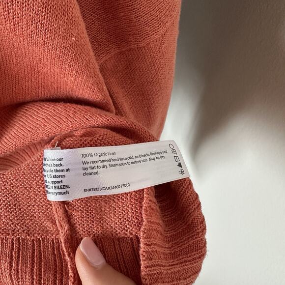 EILEEN FISHER Organic Linen Sweater Light Boxy Cut Boat Neck - Picture 5 of 7